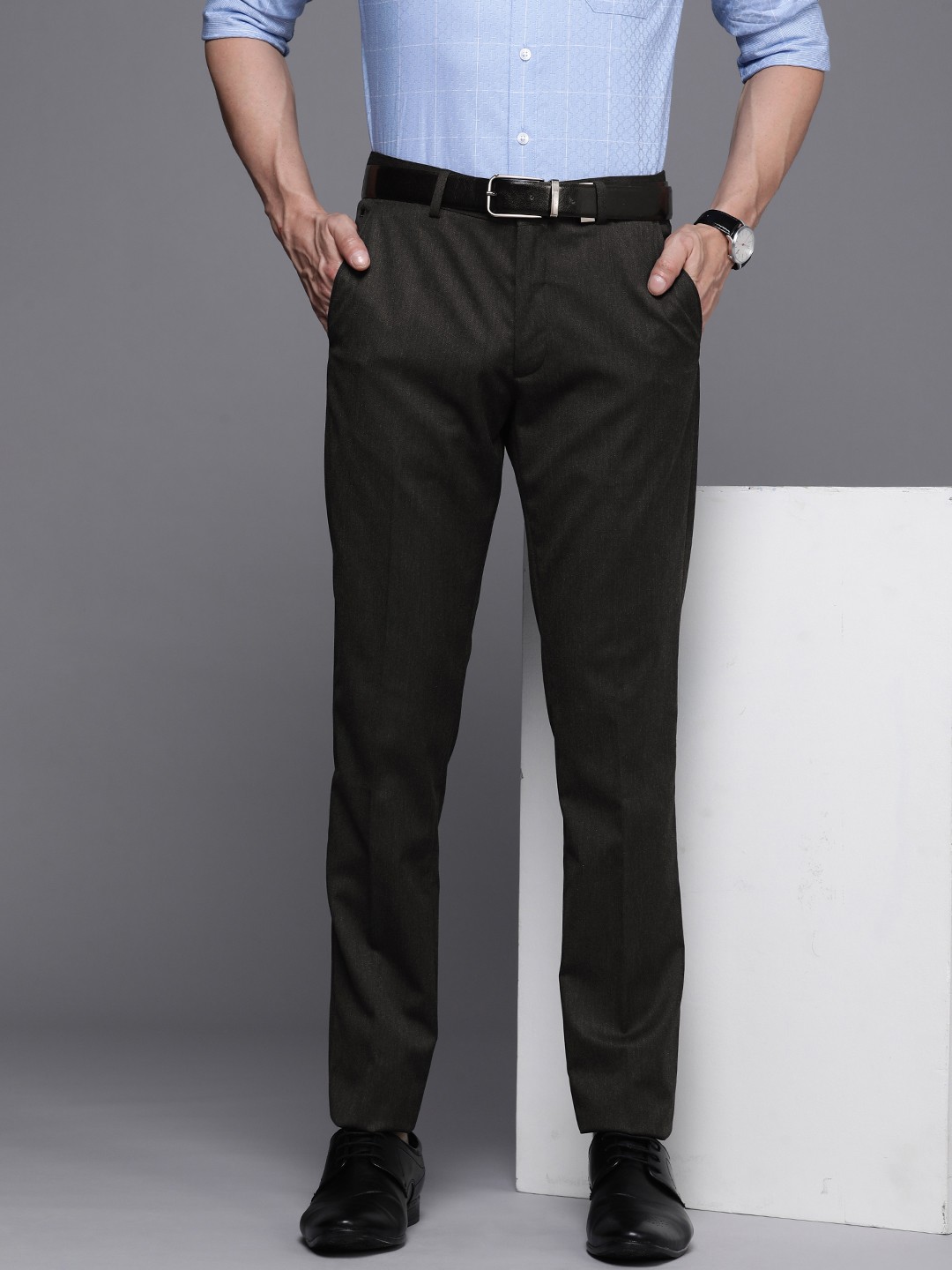 

Louis Philippe Men Black Super Slim Fit Trousers