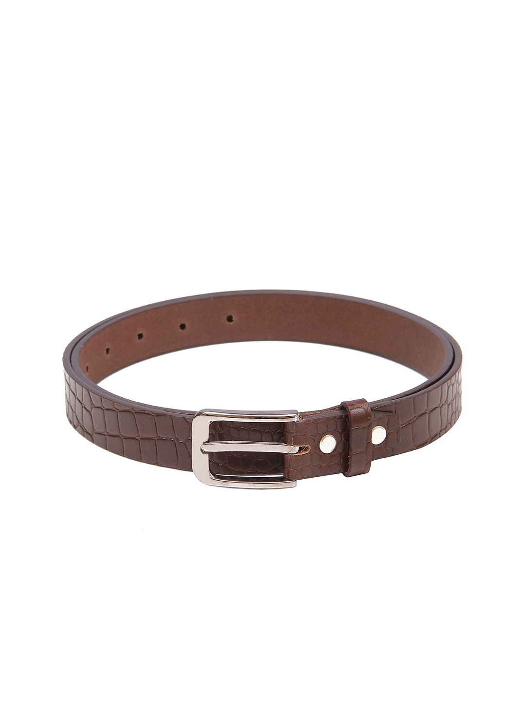 

Calvadoss Women Brown Textured Leather Belt