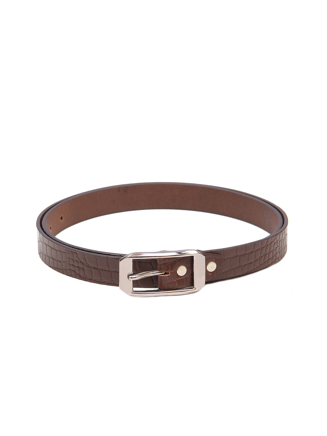 

Calvadoss Women Brown Textured Leather Belt