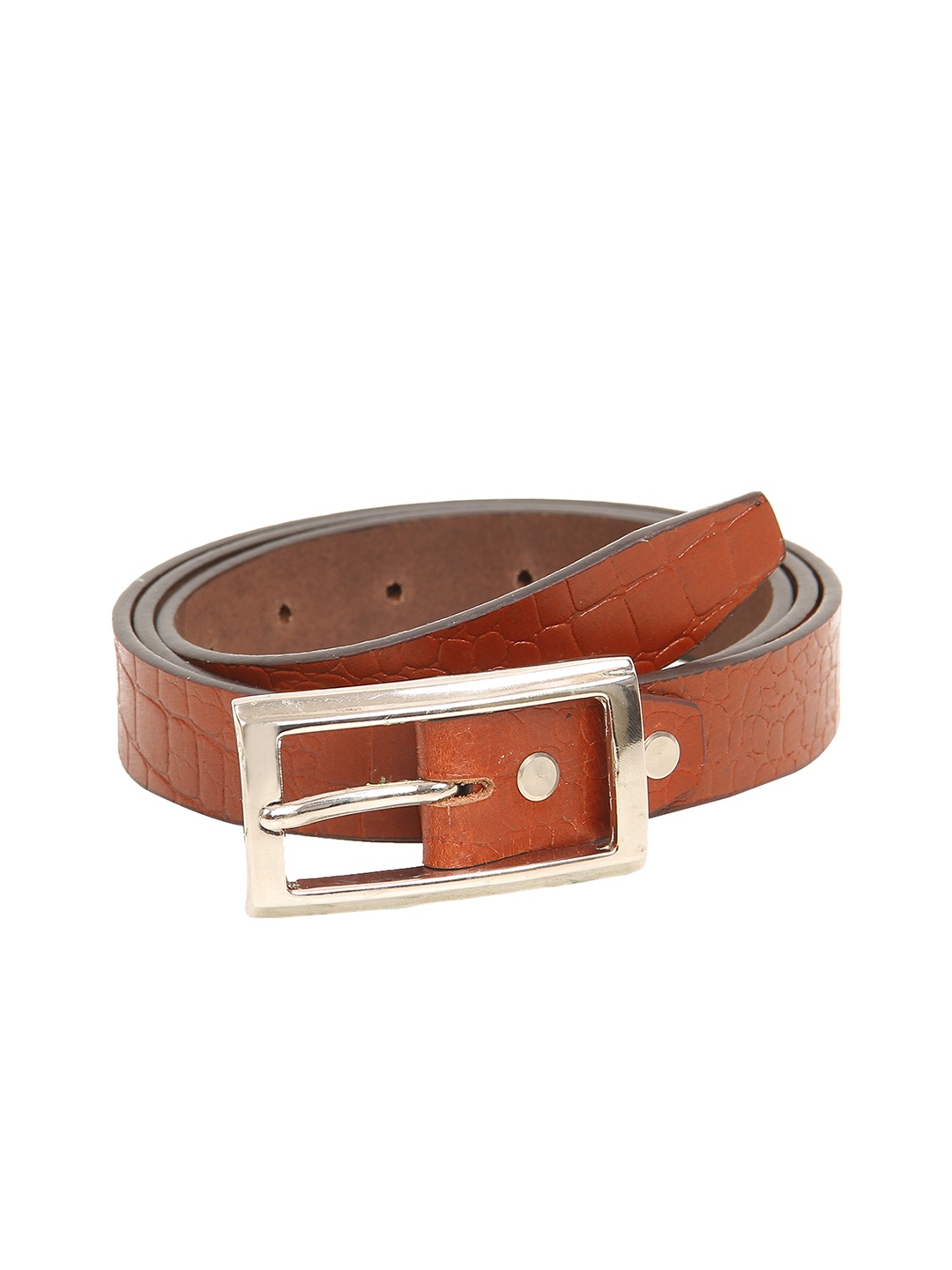 

Calvadoss Women Tan Brown Textured Leather Belt