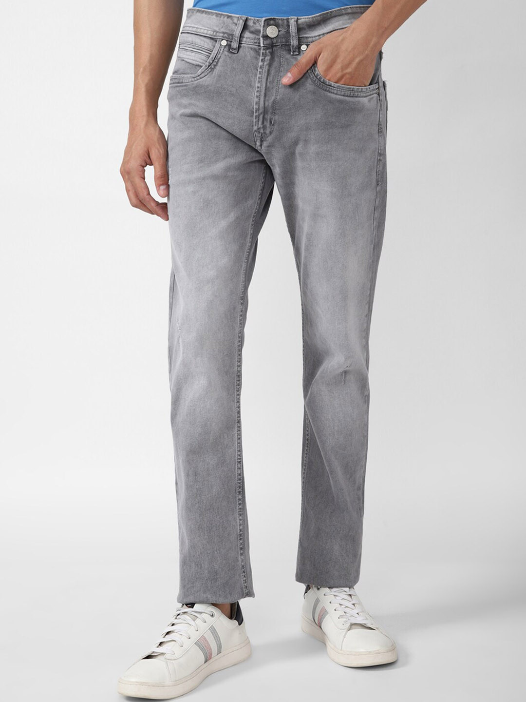 

Peter England Casuals Men Grey Low Distress Heavy Fade Jeans