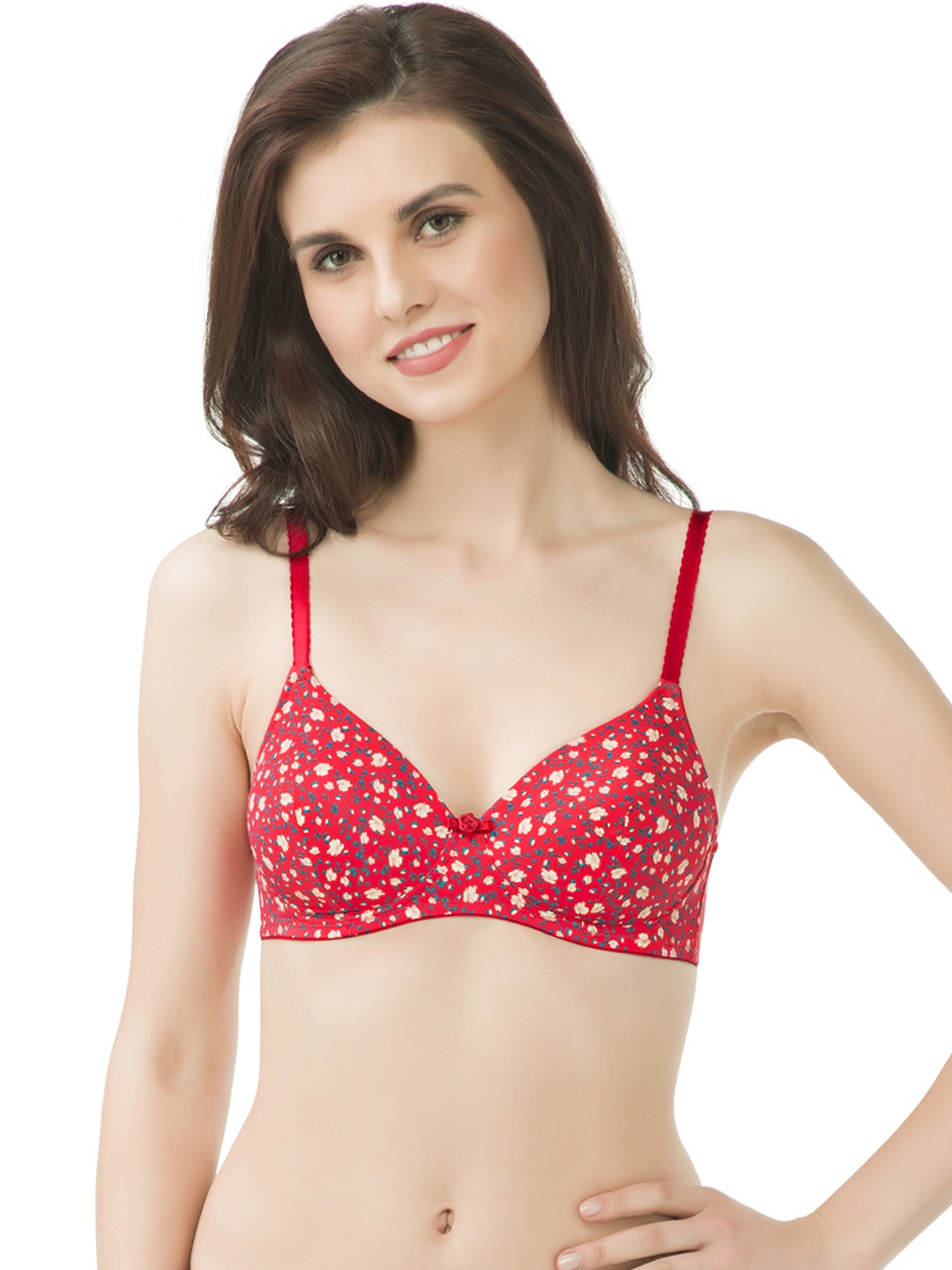 

Amante Printed Padded Wirefree Florette T-Shirt Bra - BRA11201, Red