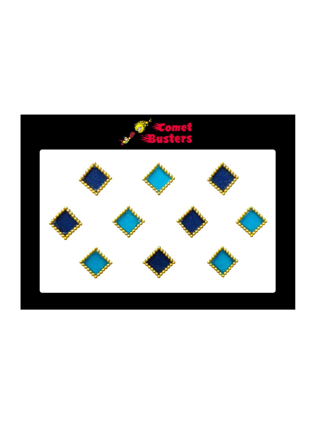 

Comet Busters Blue & Golden Geometric Bindis