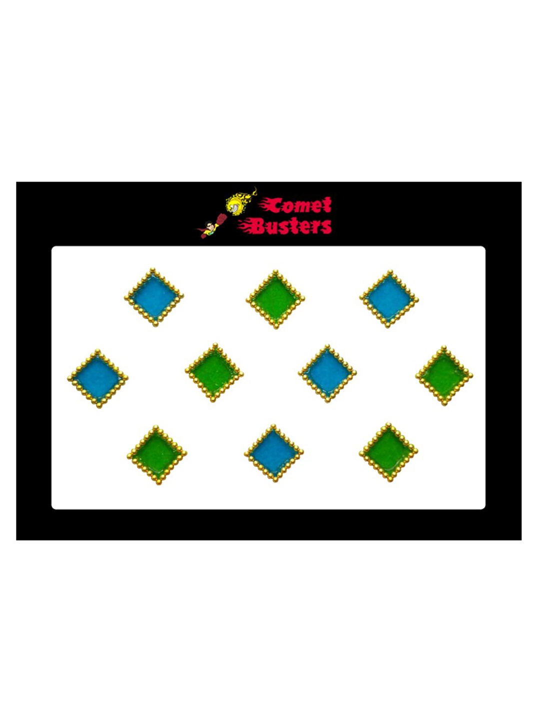 

Comet Busters 10 Pcs Blue & Green Diamond Shaped Beaded Bindi