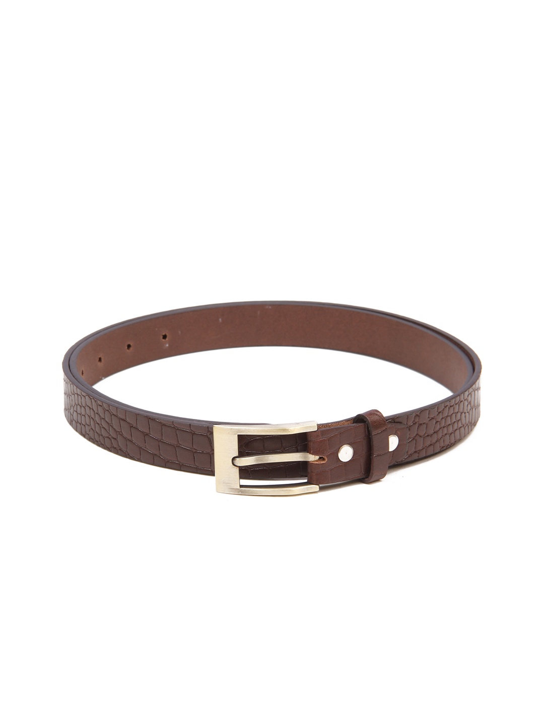 

Calvadoss Women Brown Textured Leather Belt