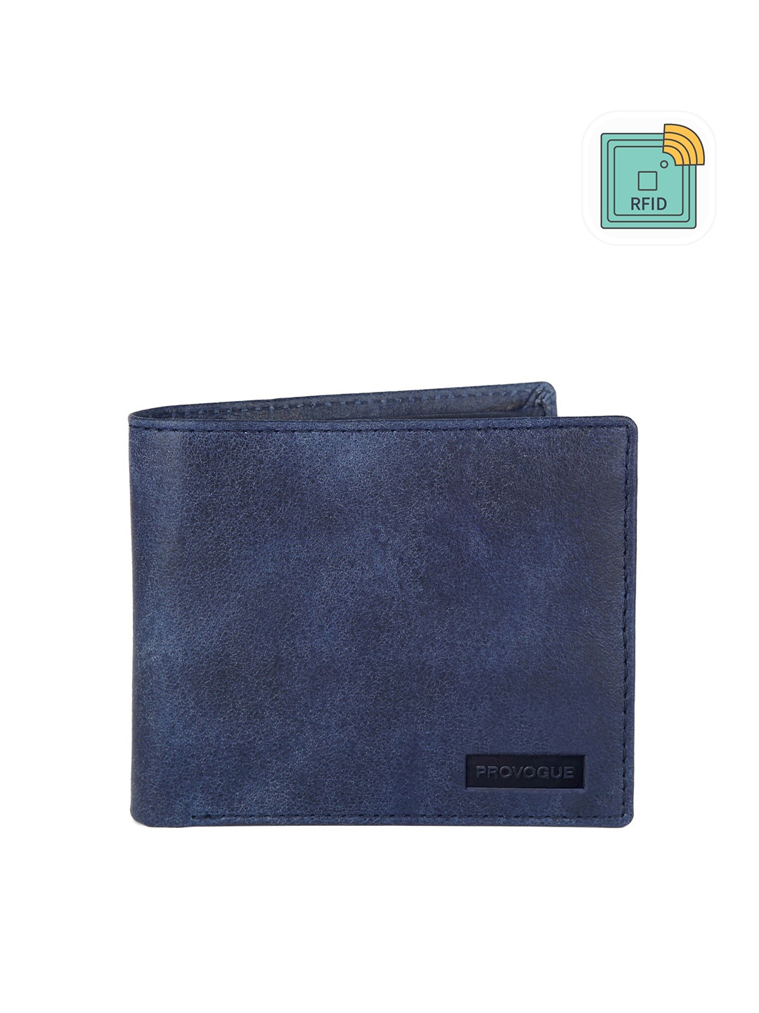 

Provogue Men Blue Textured Leather Two Fold Wallet