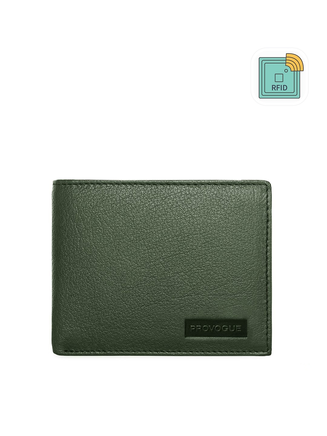 

Provogue Men Green Leather Two Fold Wallet