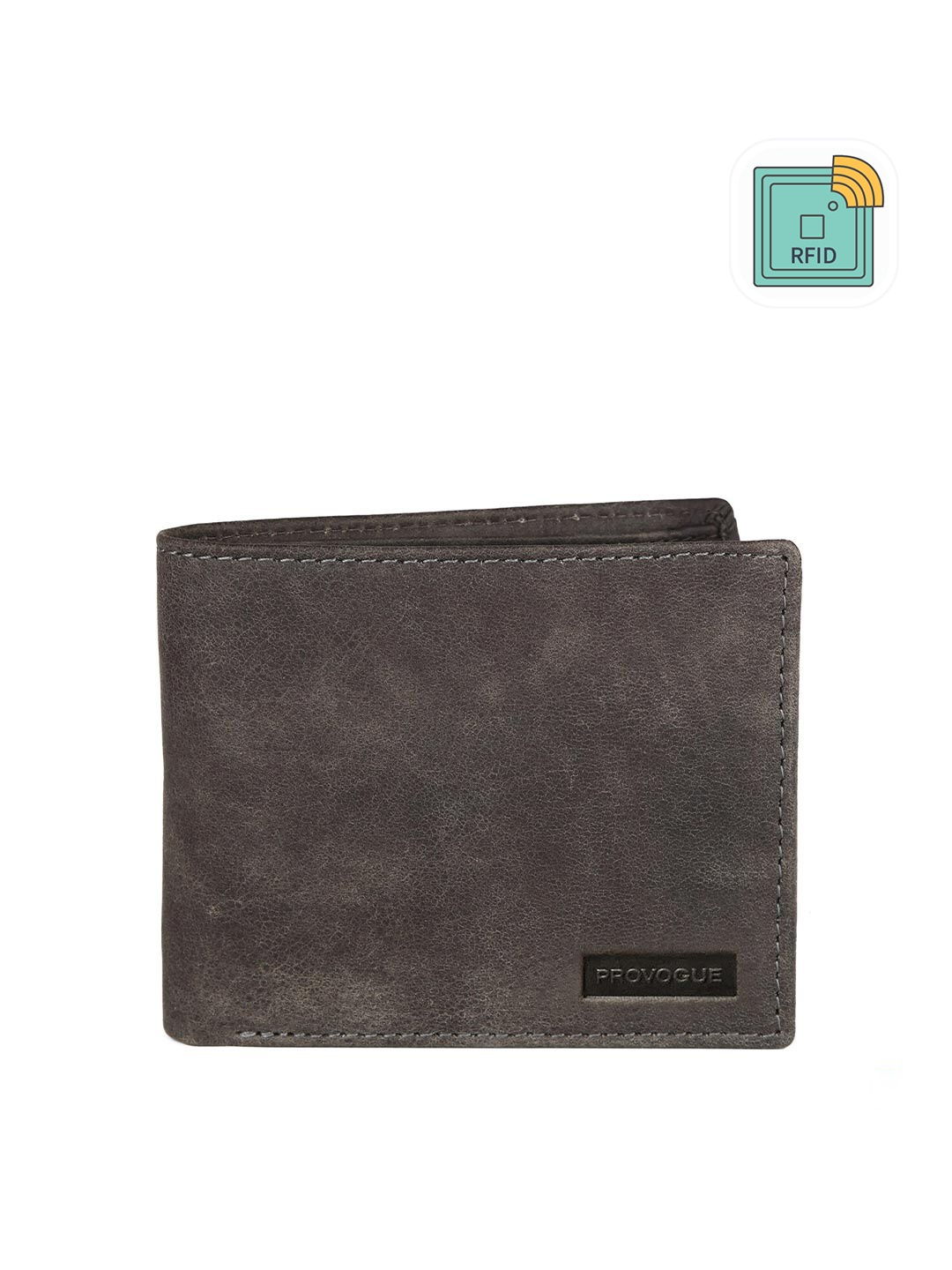 

Provogue Men Grey & Black Textured Leather Two Fold Wallet