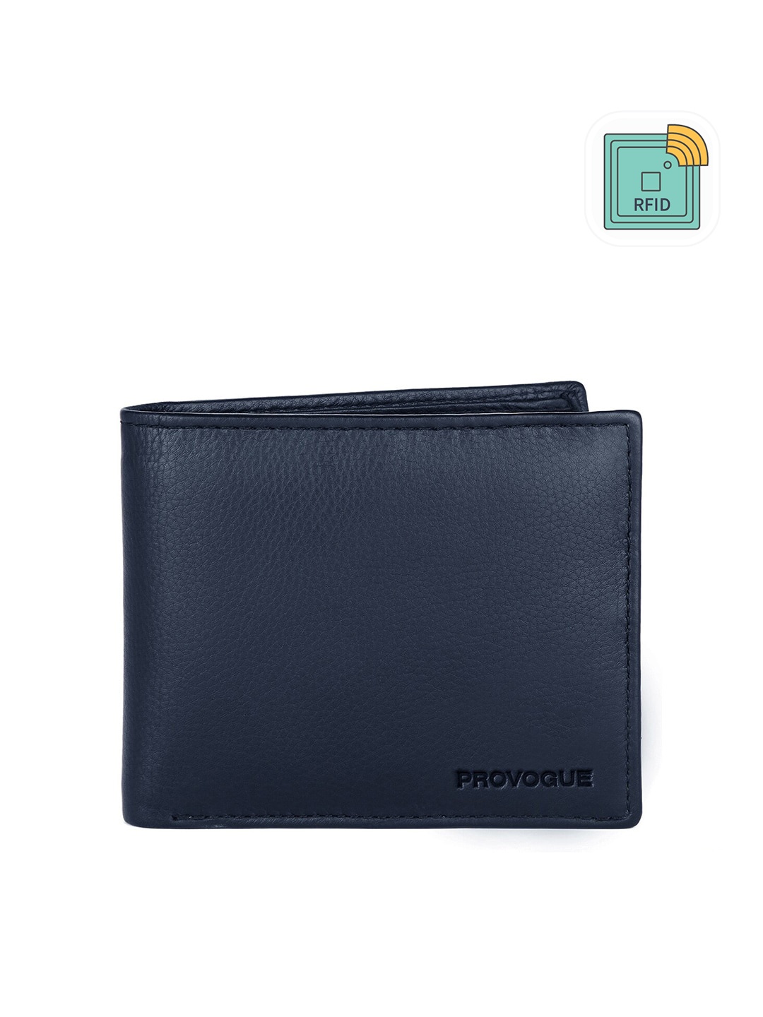 

Provogue Men Blue Leather Two Fold Wallet