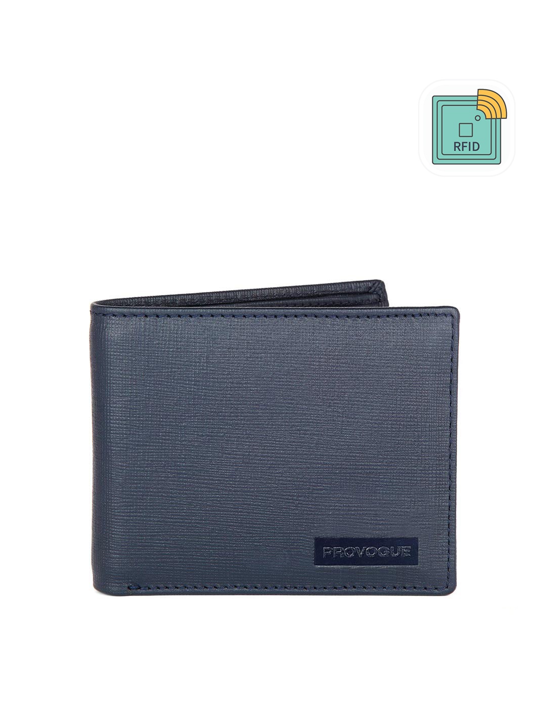 

Provogue Men Blue Leather Two Fold Wallet