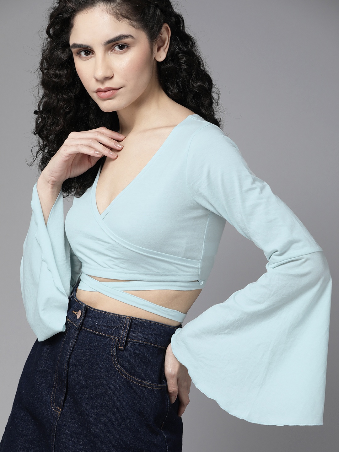 

Roadster Woman Blouson Crop Top, Blue
