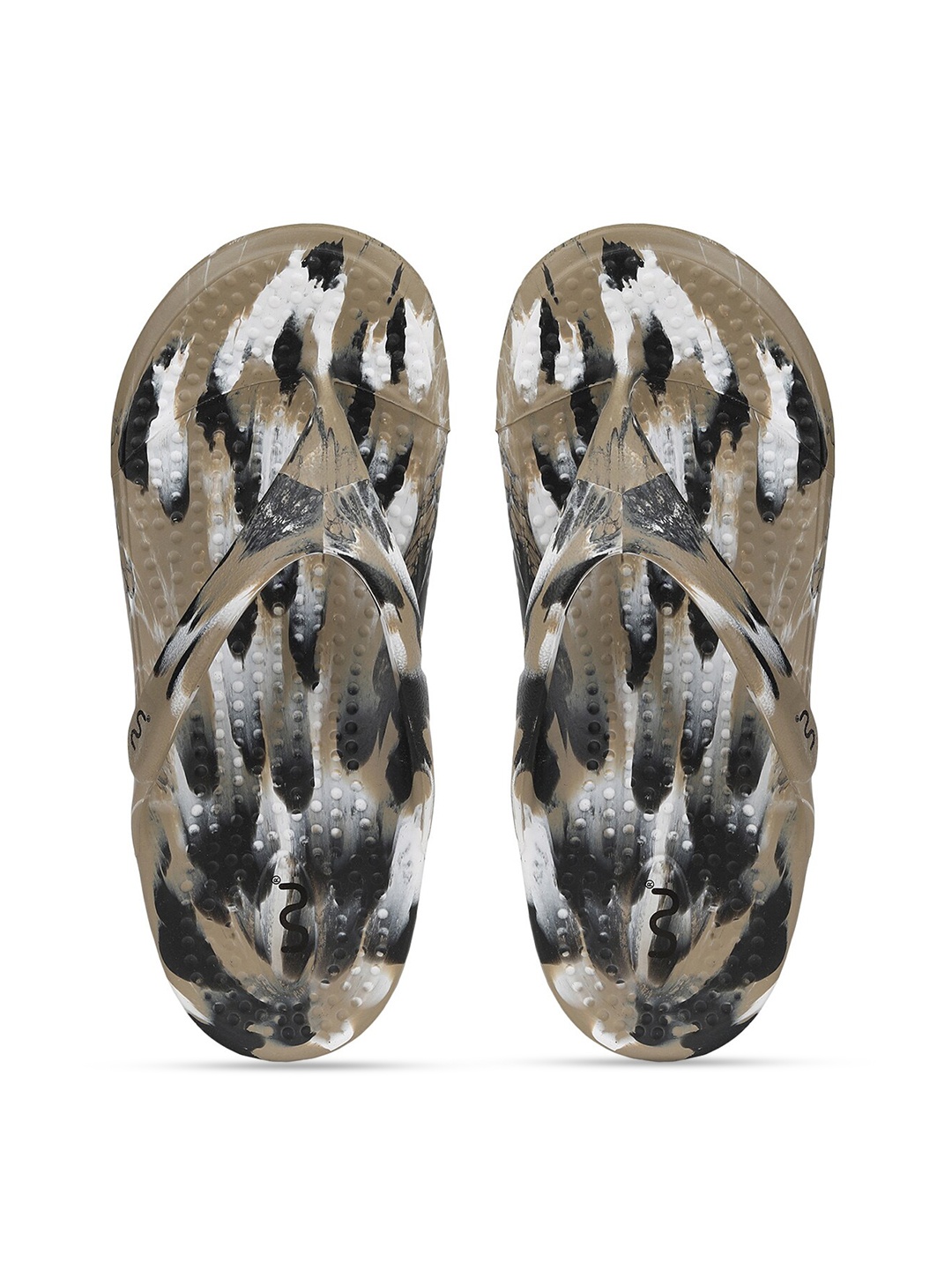 

Doubleu Men Khaki & Black Printed Rubber Thong Flip-Flops