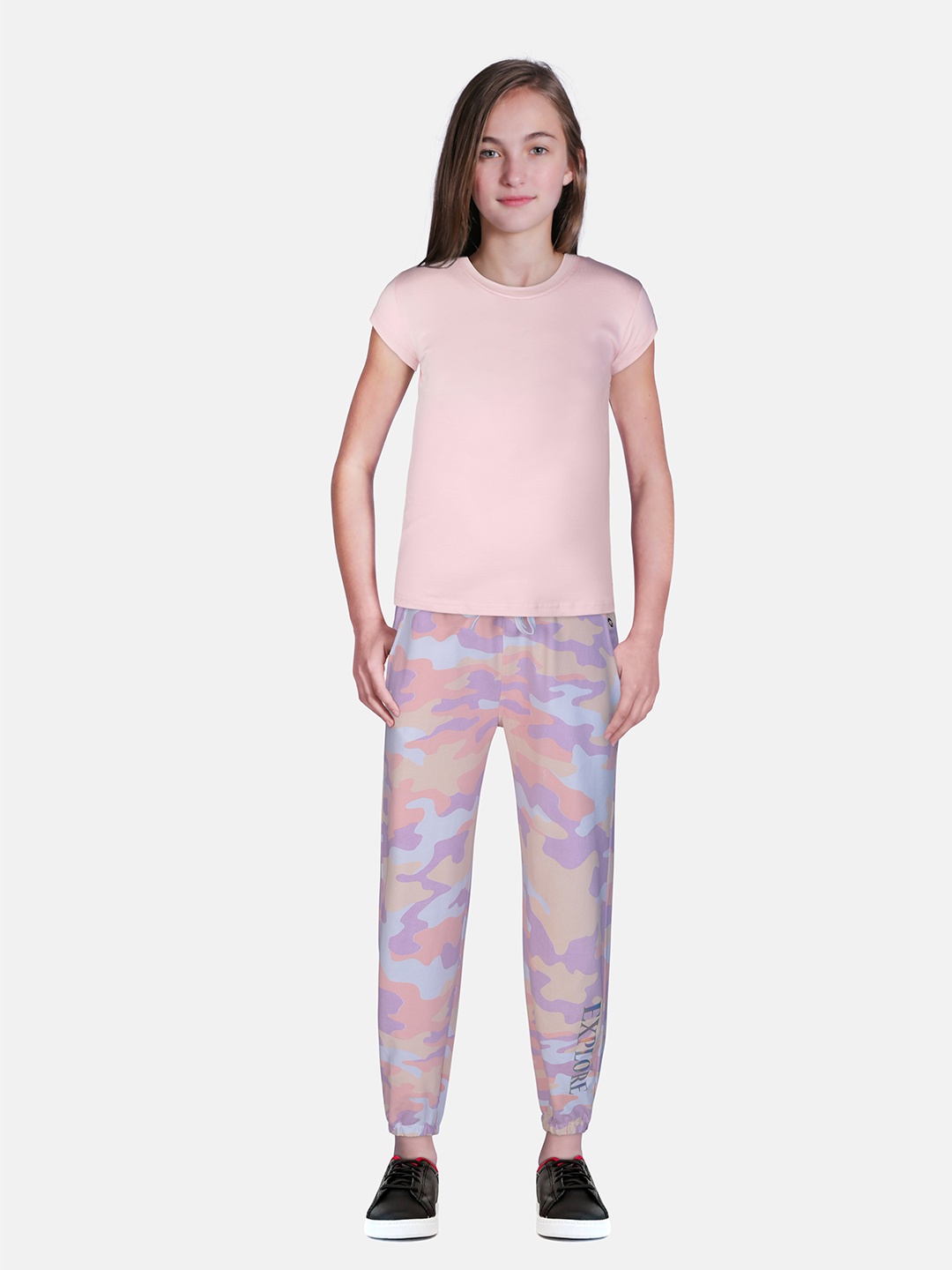 

Gini and Jony Girls Pink & Purple Camouflage Joggers