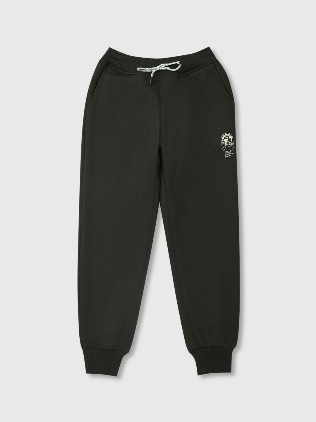 

Gini and Jony Boys Olive Green Solid Joggers