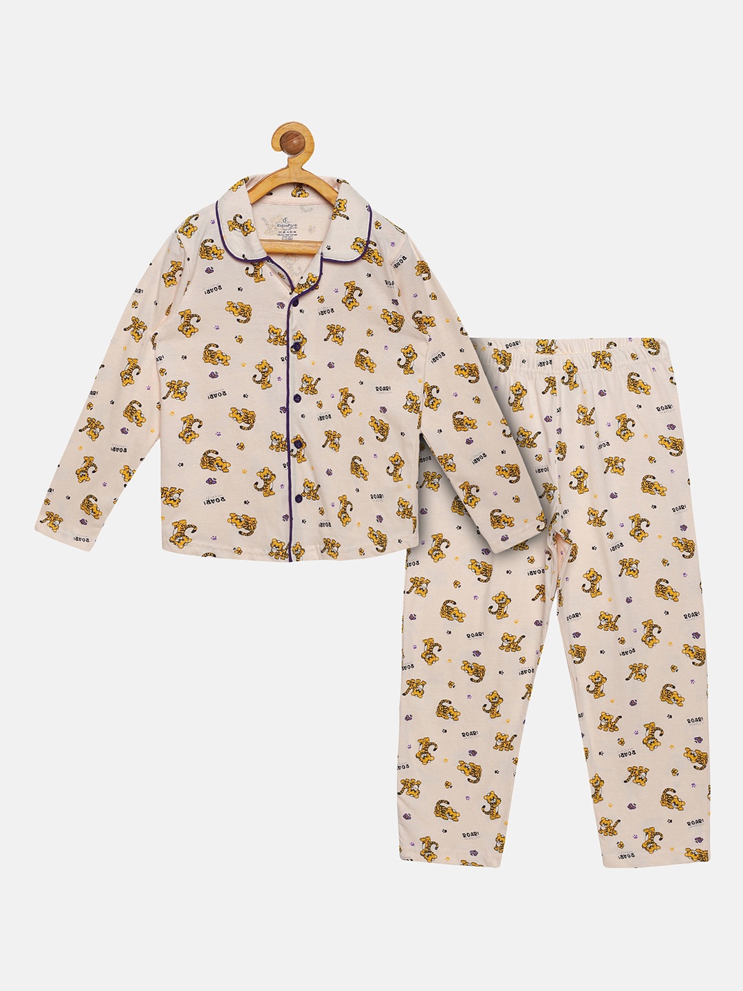 

KiddoPanti Boys Peach-Coloured & Orange Printed Cotton Night Suit