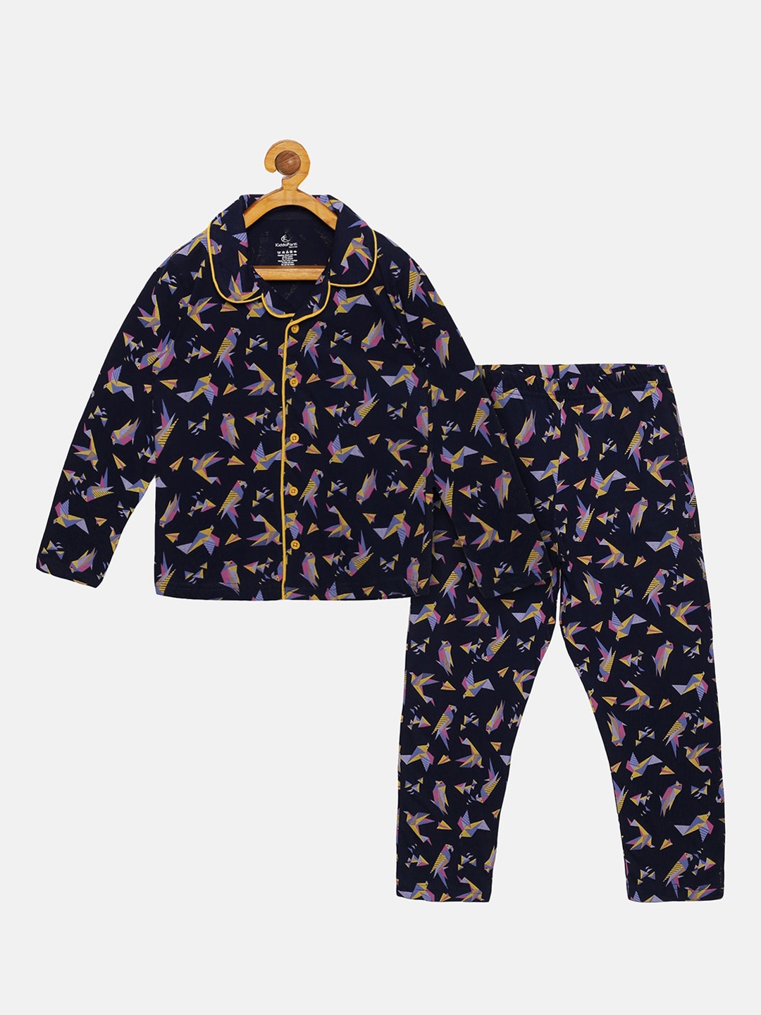 

KiddoPanti Boys Navy Blue Printed Night suit