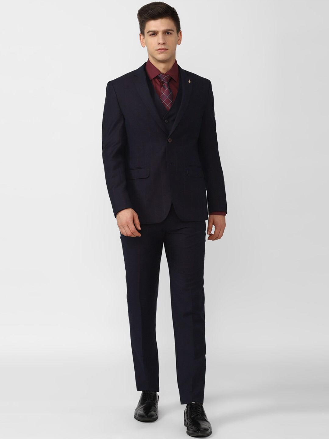 

Van Heusen Men Black Slim Fit Checked 3-Piece Single Breasted Formal Suit
