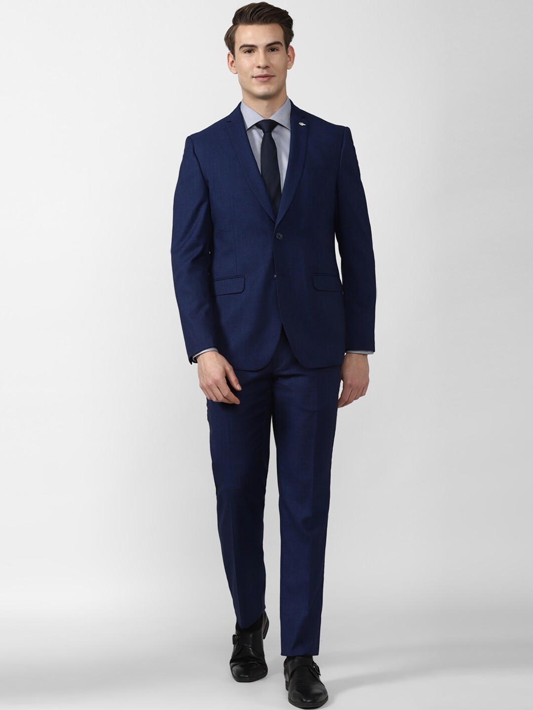 

Van Heusen Men Navy Blue Solid Slim-Fit Single-Breasted Two-Piece Formal Suit