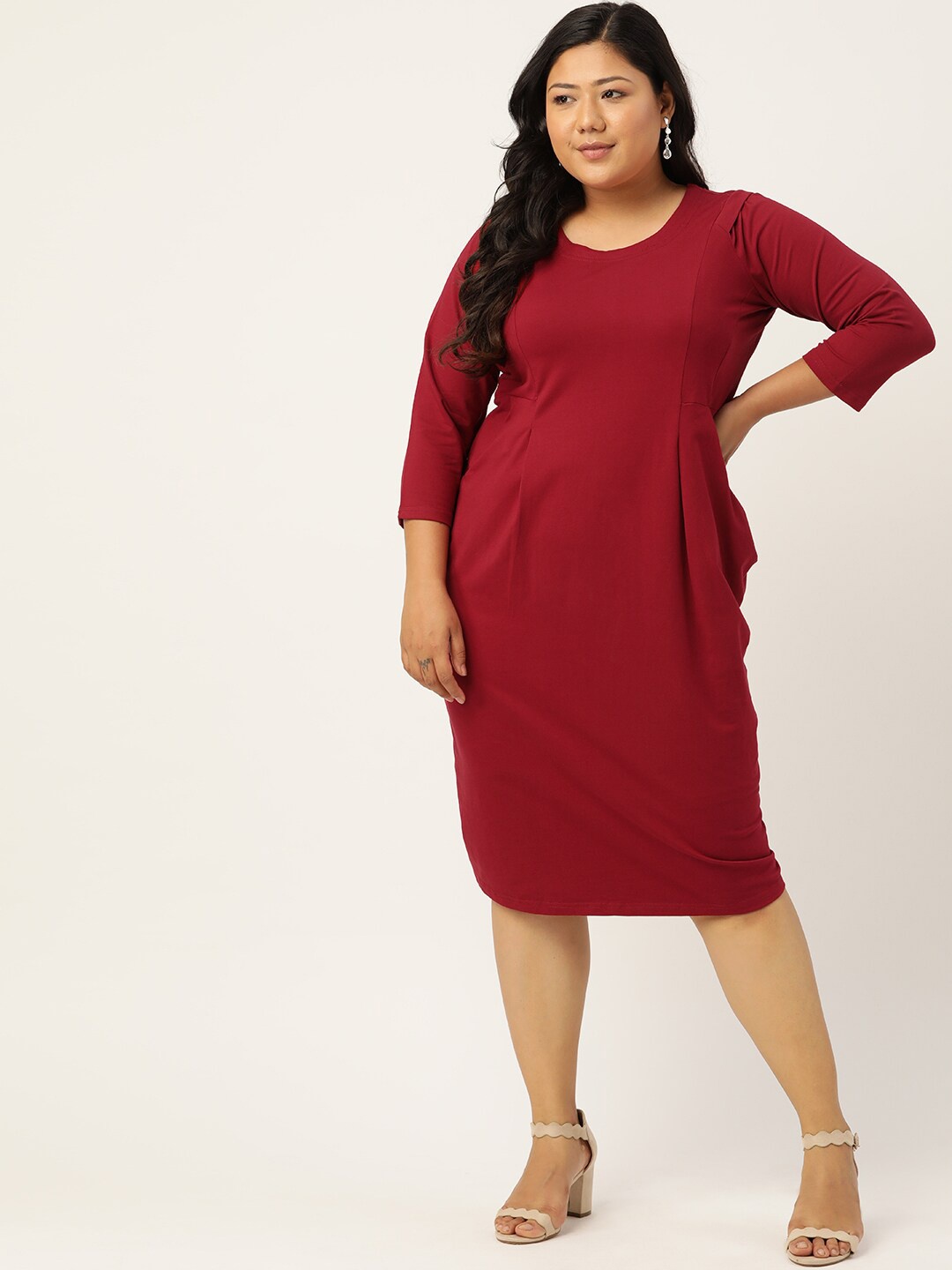 

theRebelinme Plus Size Maroon Sheath Dress