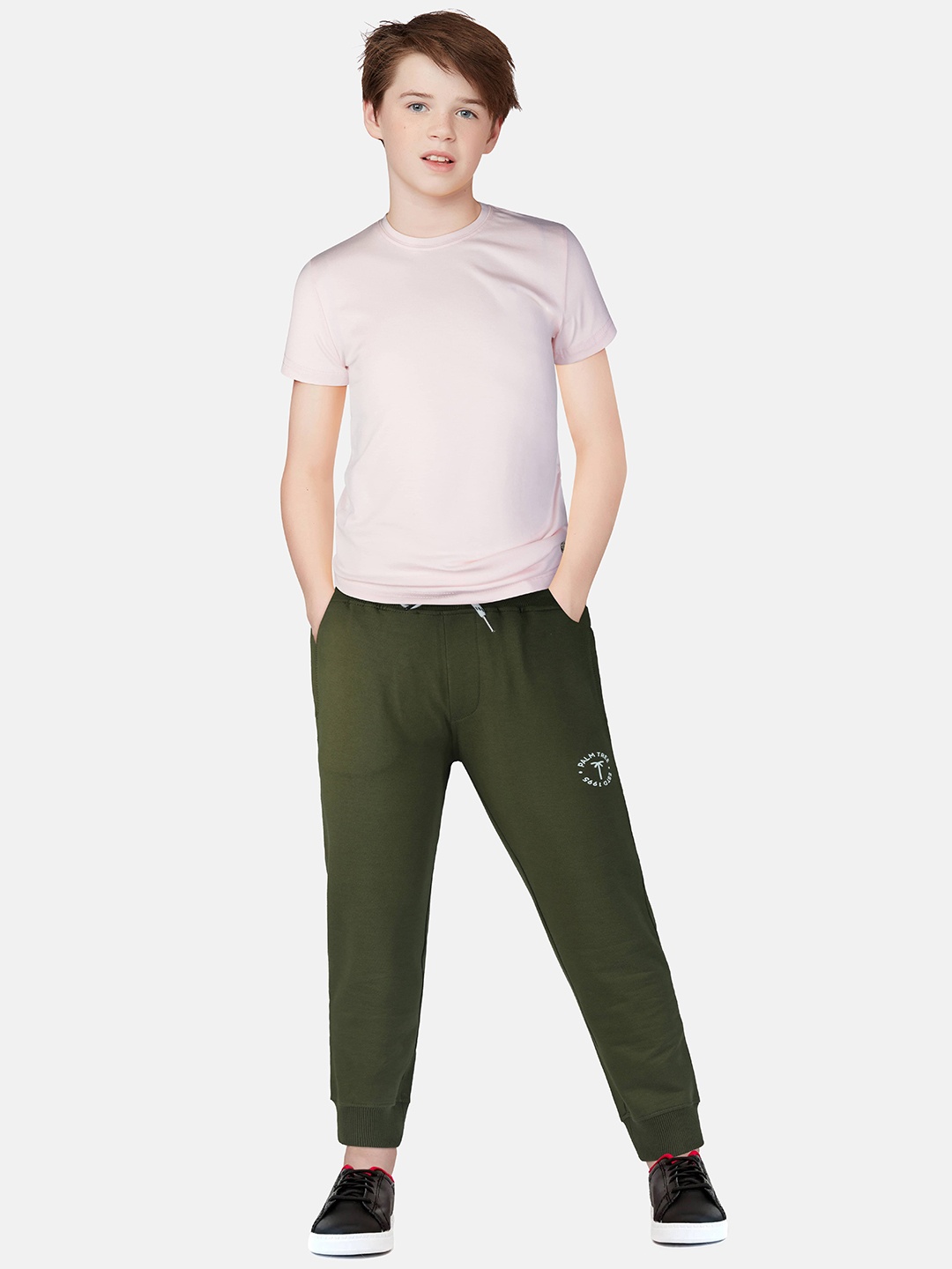 

Palm Tree Boys Olive Solid Cotton Joggers