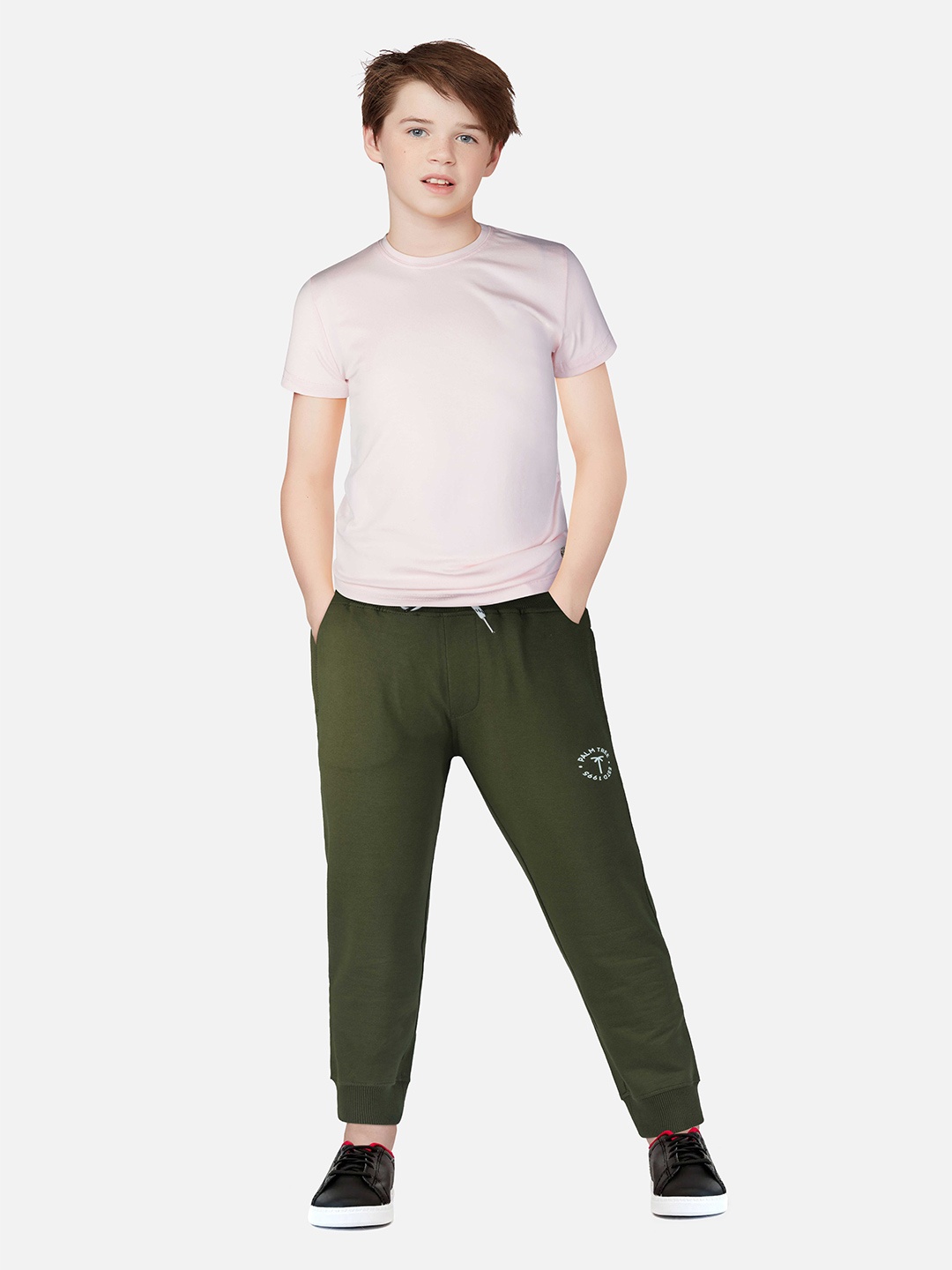 

Palm Tree Boys Olive Green Solid Track Pants