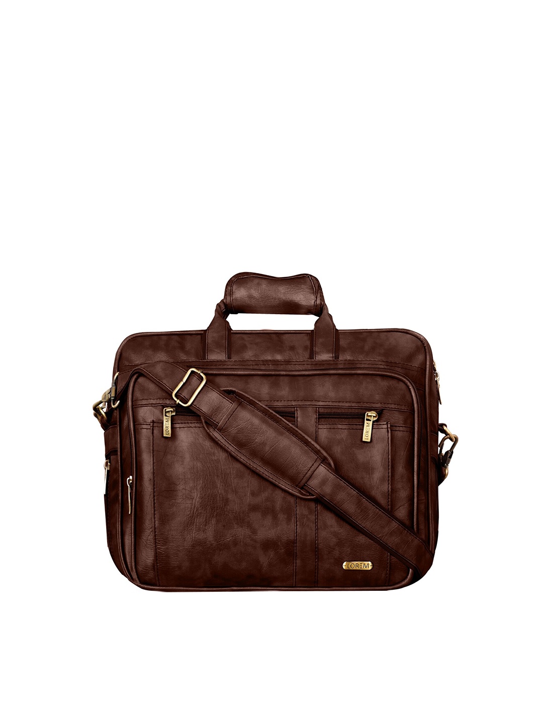 

LOREM Men Brown Textured Laptop Bag