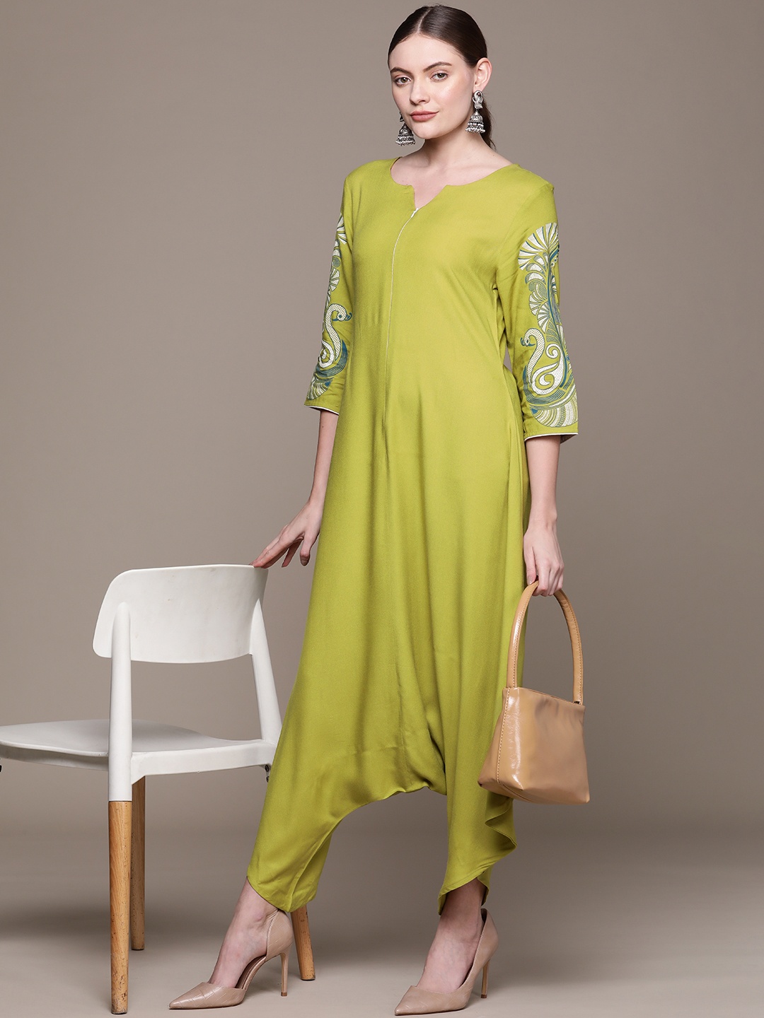 

ZIYAA Green Solid Basic Jumpsuit