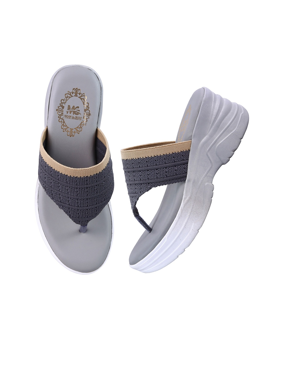 madam glorious women Grey & Beige Comfort heels