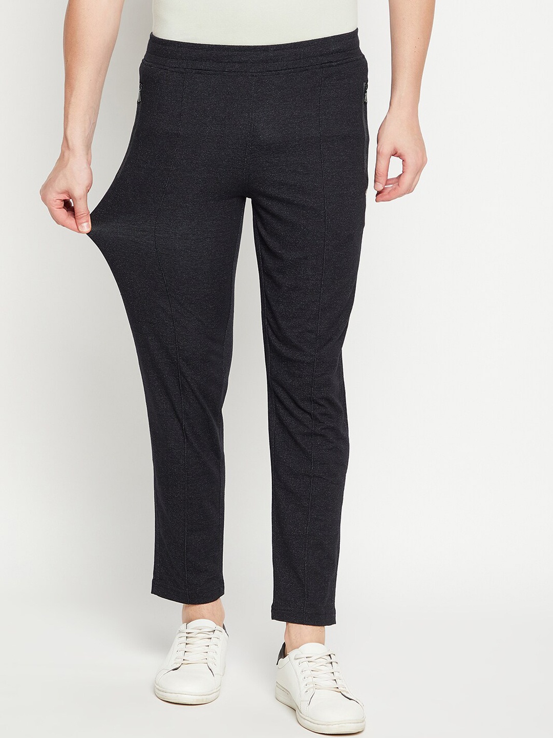 

Okane Men Black Solid Track Pants