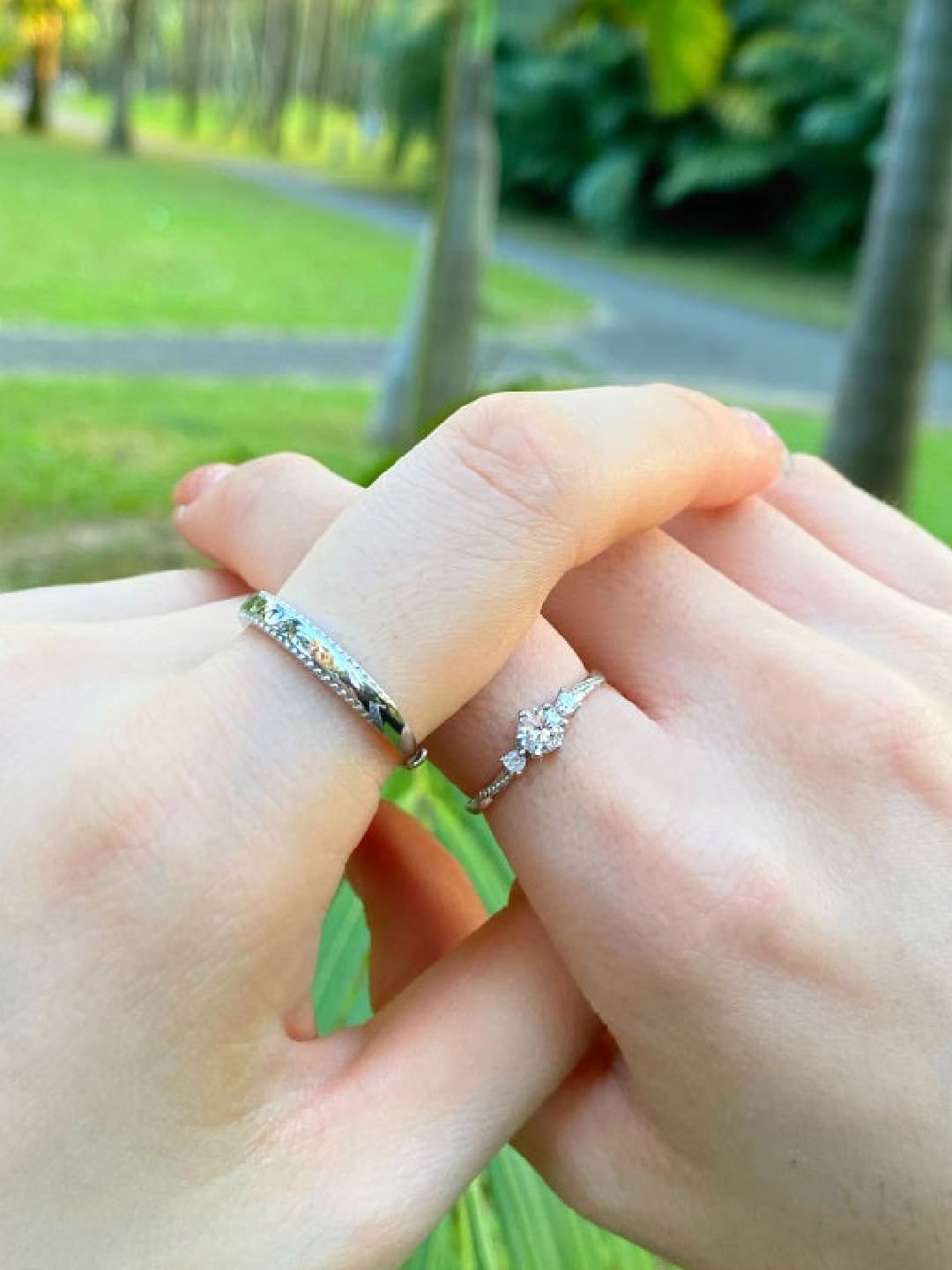 

PALMONAS 925 sterling silver Crystal Studded Adjustable Couple Ring