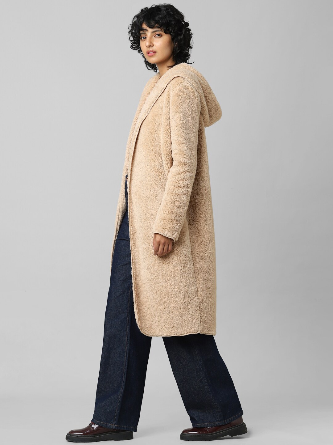 

ONLY Women Beige Colored Solid Hooded Overcoats