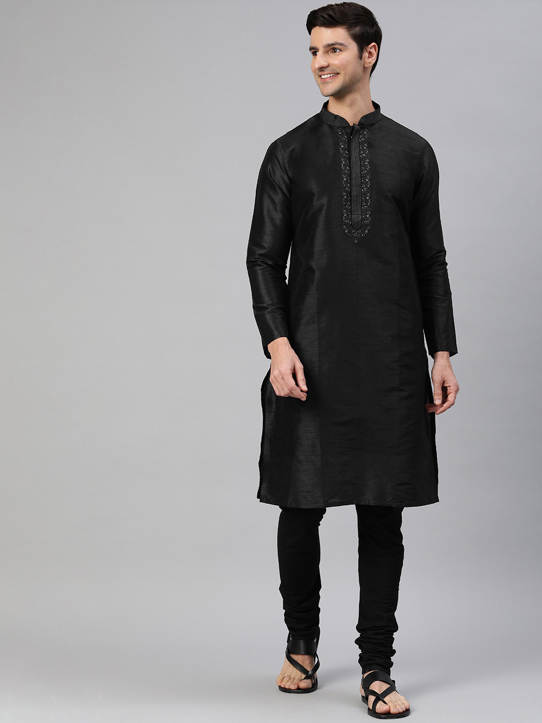 

Manthan Men Black Yoke Design Solid Kurta