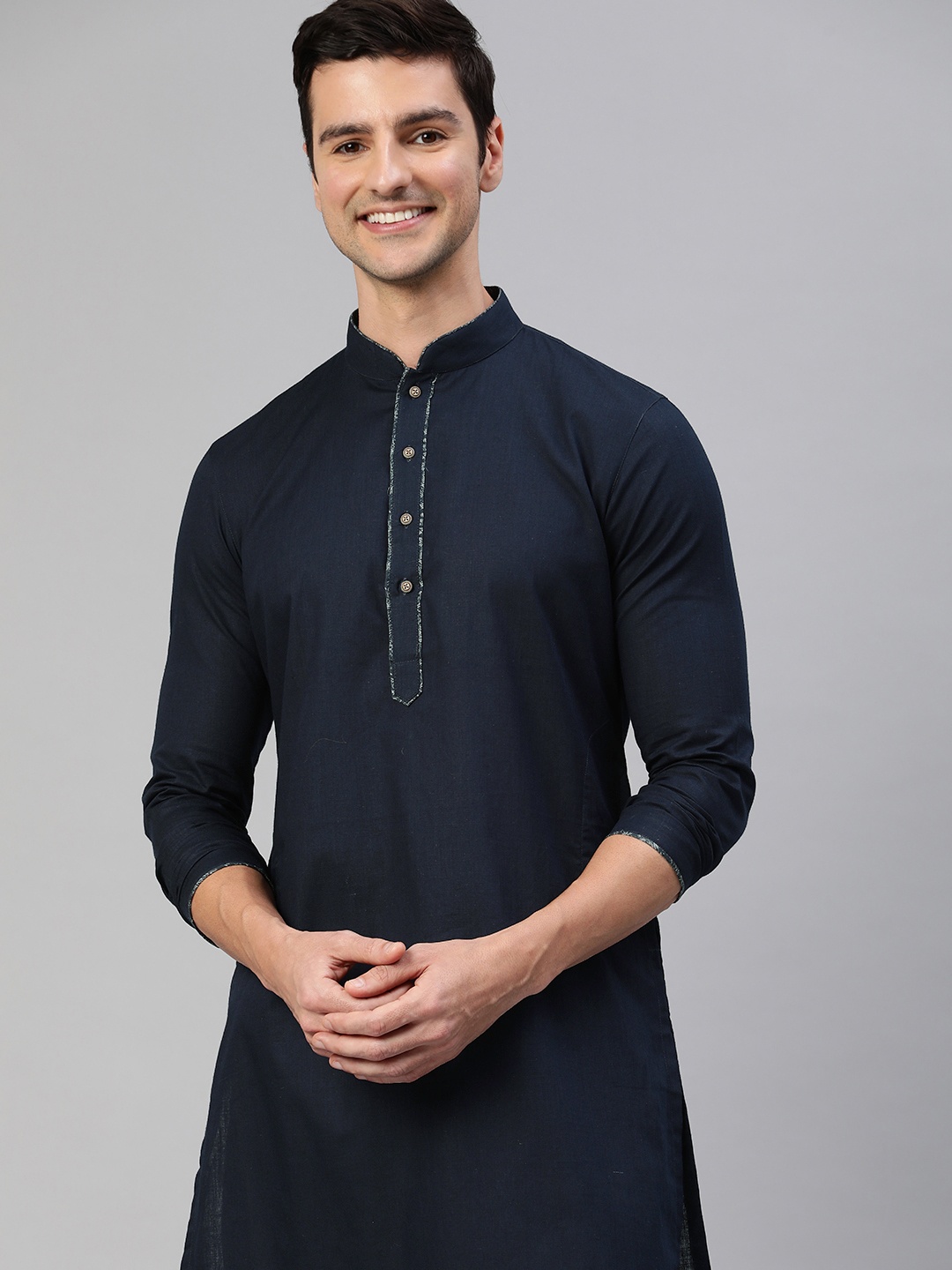 

Manthan Men Navy Blue Solid Kurta