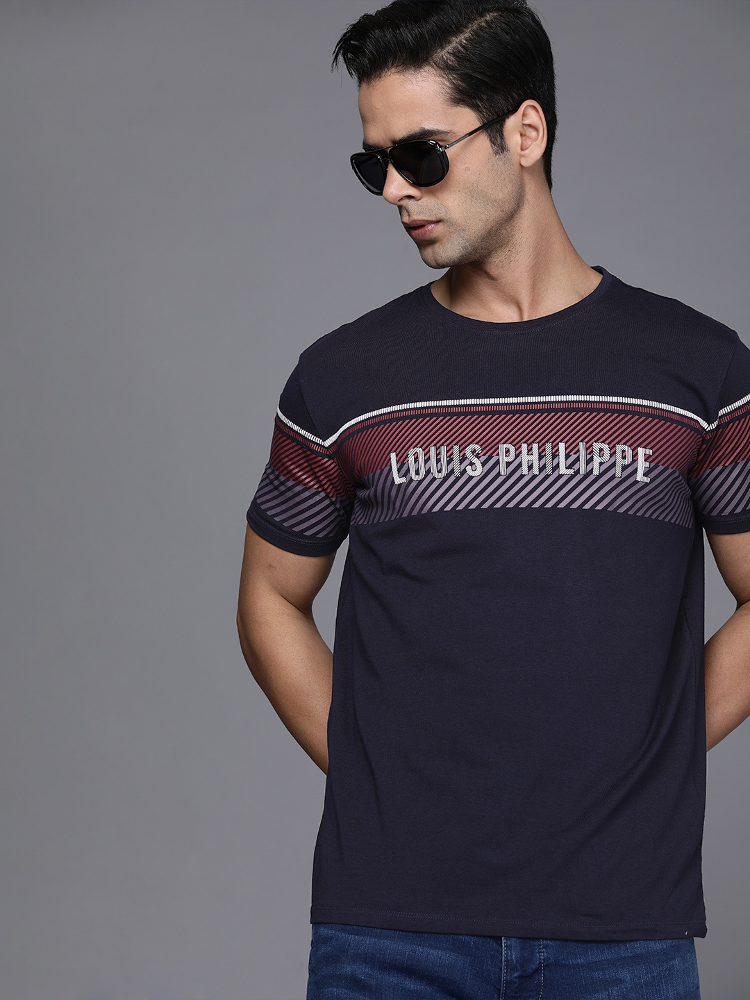 

Louis Philippe Sport Men Navy Blue Typography Printed T-shirt