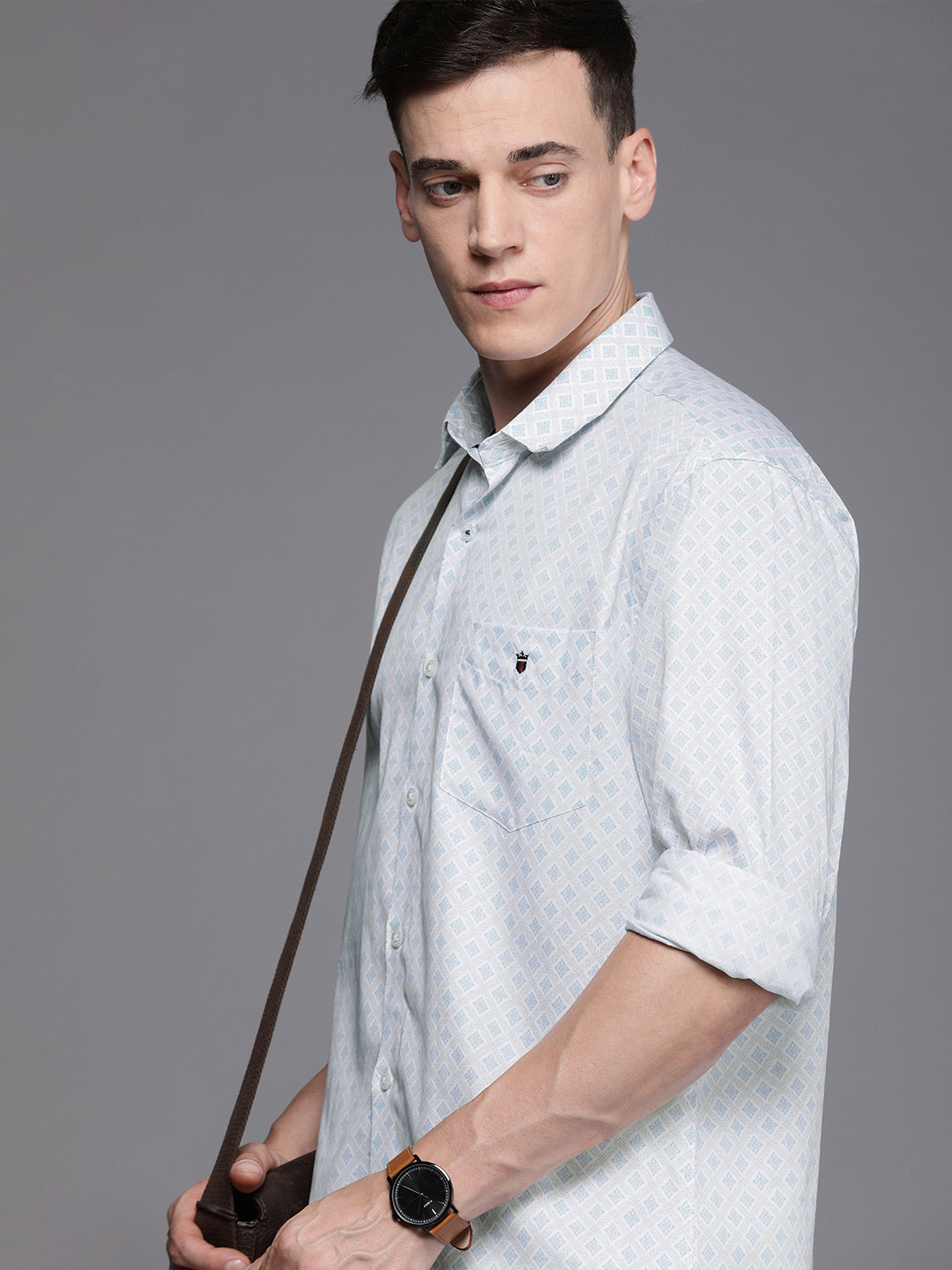 

Louis Philippe Sport Men White Slim Fit Ethnic Motifs Opaque Printed Pure Cotton Shirt