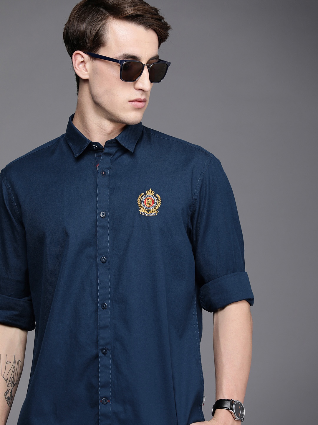 

Louis Philippe Sport Men Navy Blue Slim Fit Pure Cotton Casual Shirt