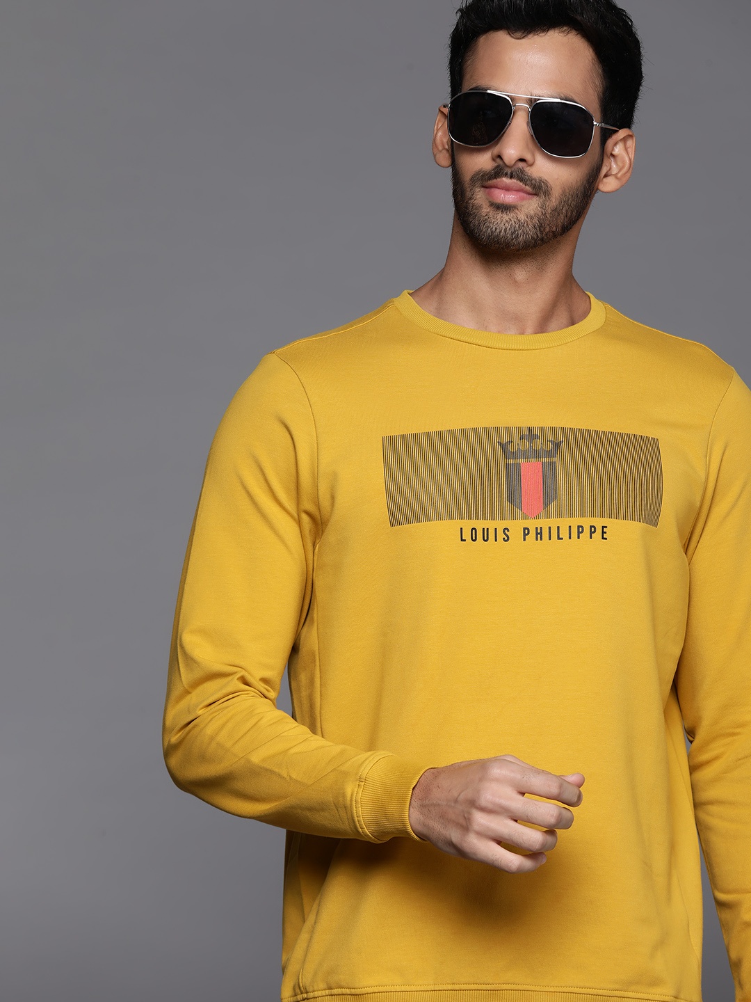 

Louis Philippe Sport Men Mustard Yellow Brand Logo Printed Sweatshirt