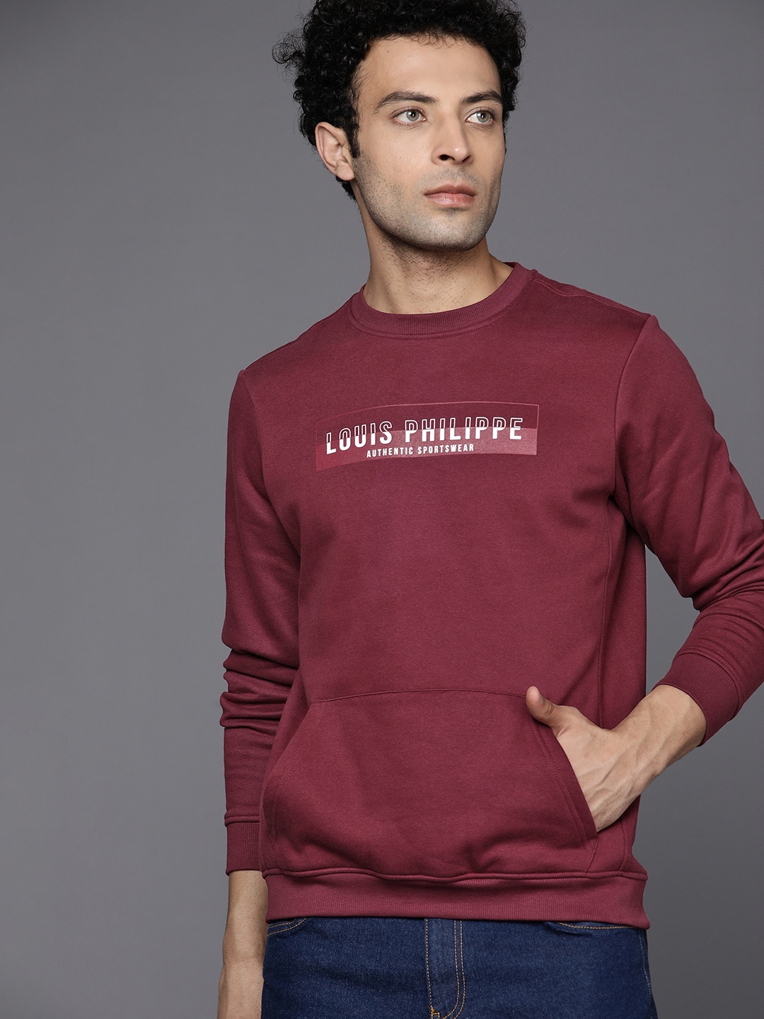 

Louis Philippe Sport Men Burgundy Printed Sweatshirt