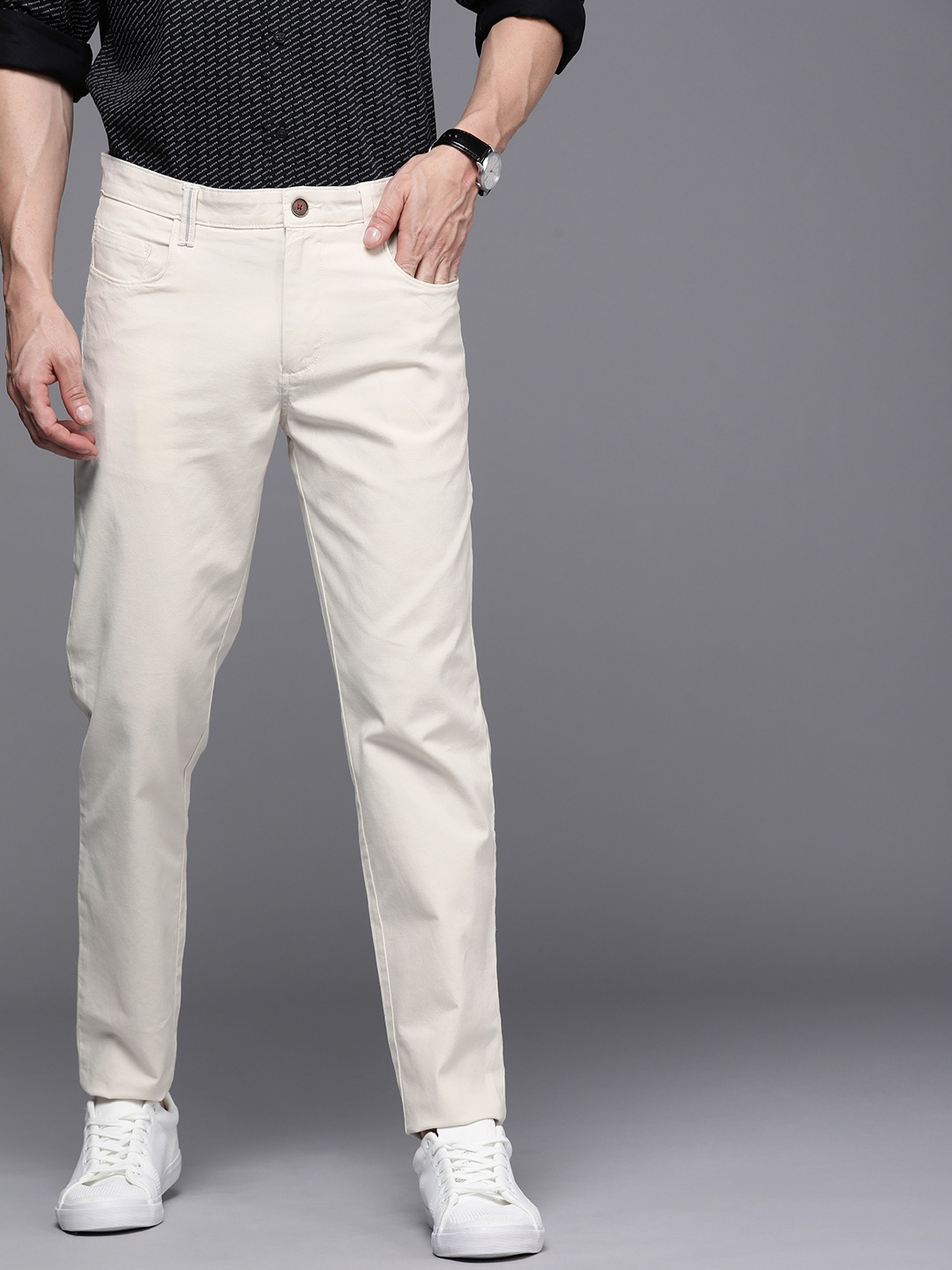 

Louis Philippe Sport Men Beige Smart Slim Fit Low-Rise Regular Trousers