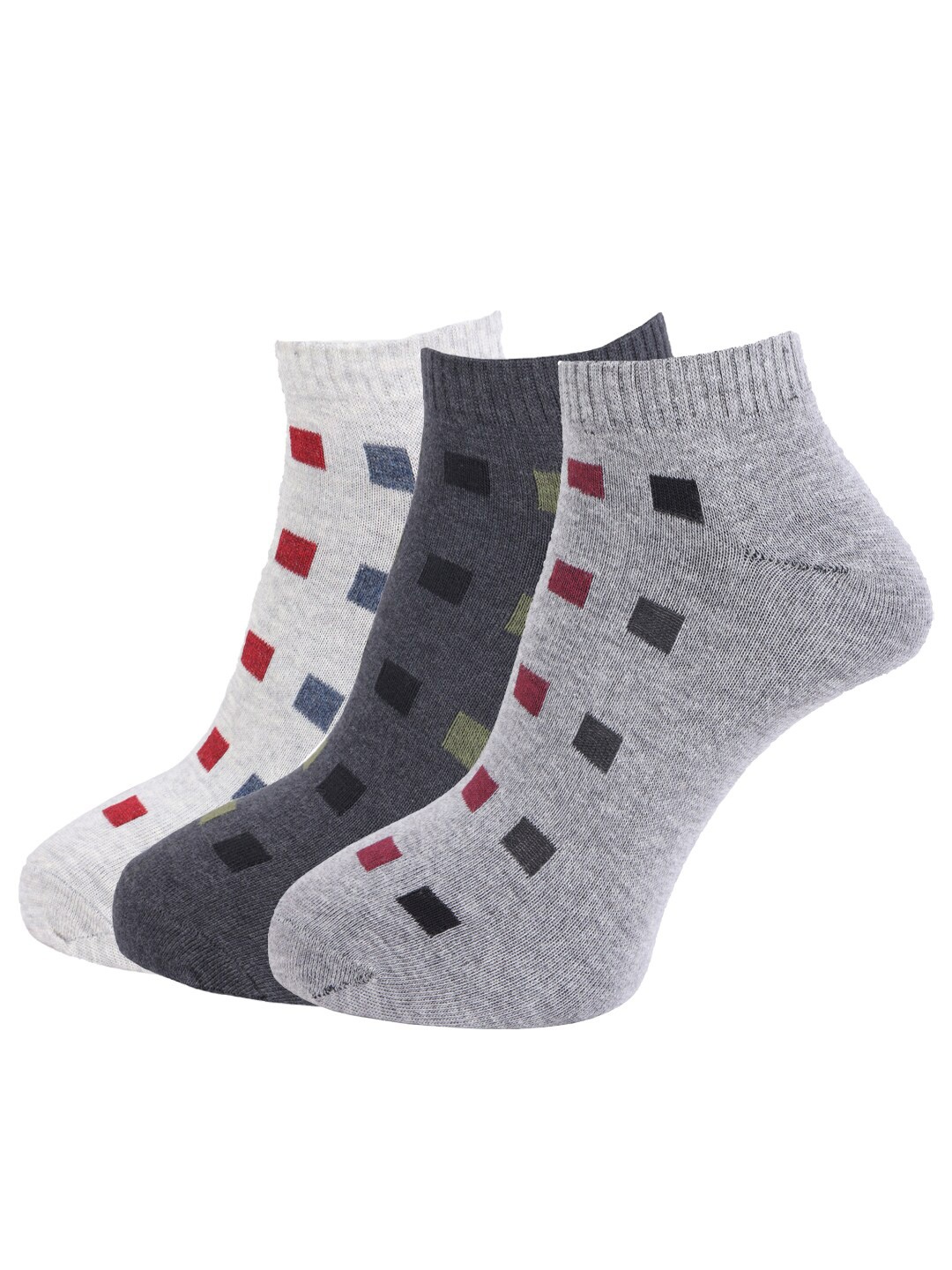 

Dollar Socks Men Grey & Charcoal Pack Of 3 Ankle-Length Socks