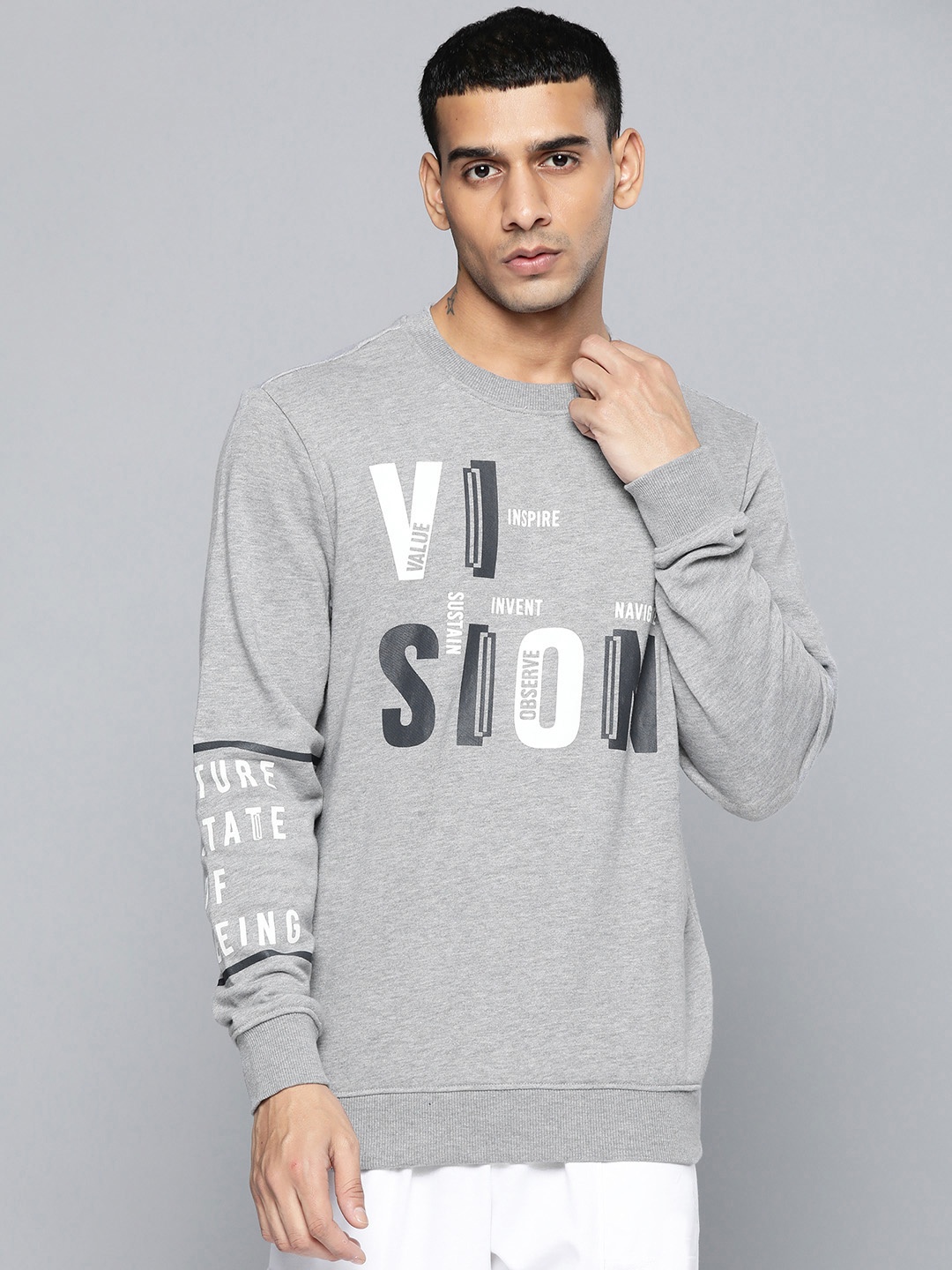 

Alcis Men Grey Printed Sweatshirt