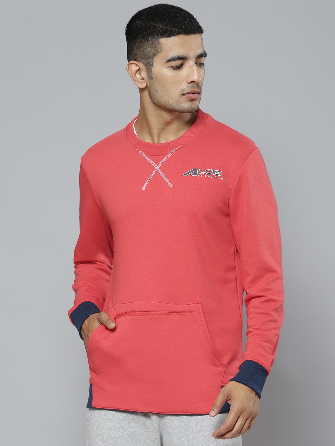 

Alcis Men Colourblocked Sweatshirt, Red