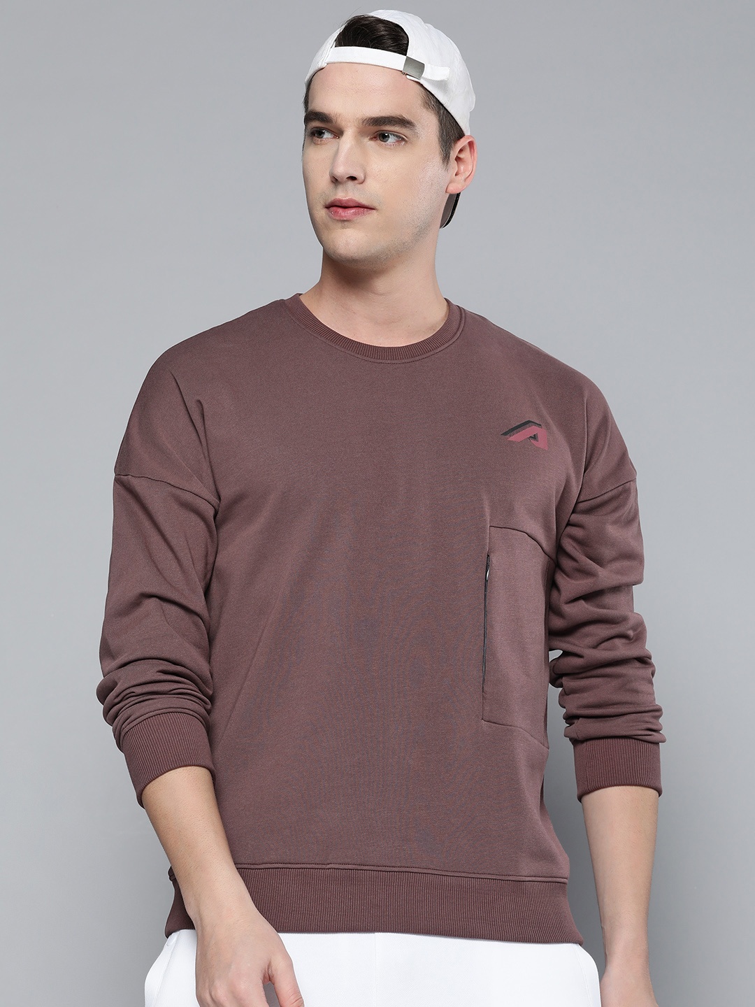 Alcis Men Mauve Solid Sweatshirt