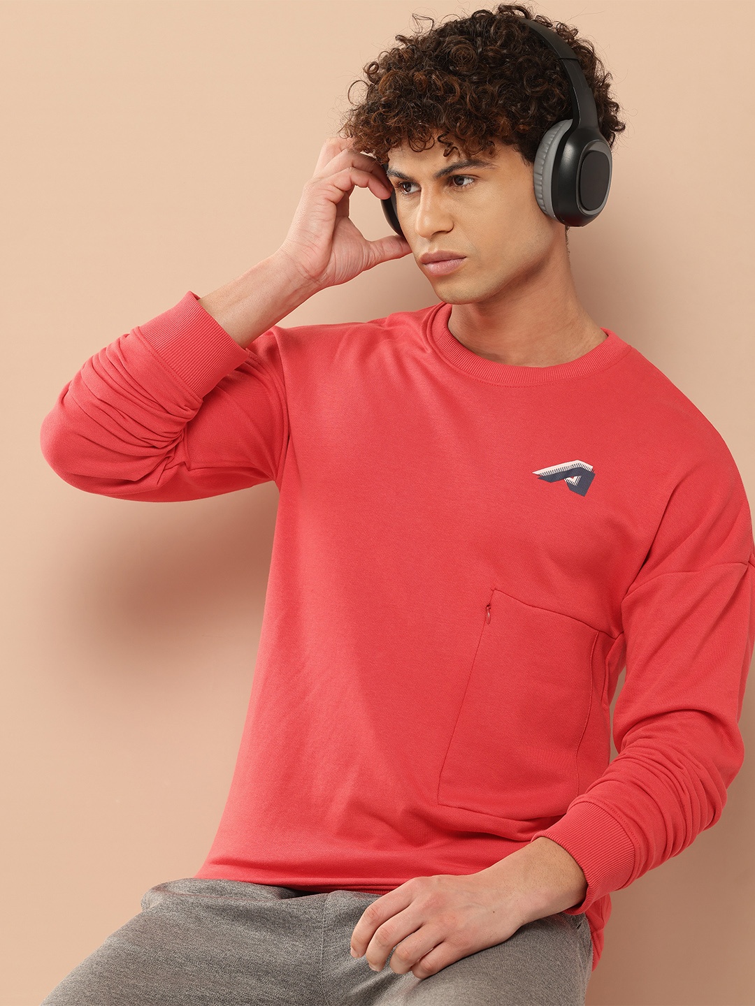 

Alcis Men Red Solid Sweatshirt