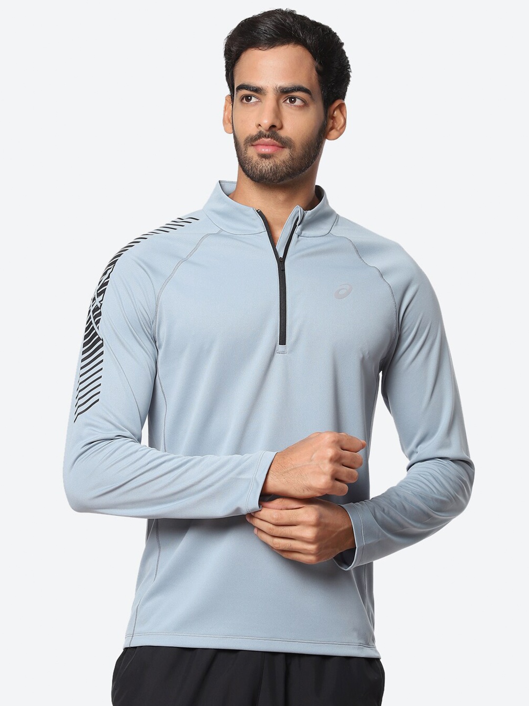 

ASICS Icon Ls 1/2 Zip Men Grey High Neck T-shirt