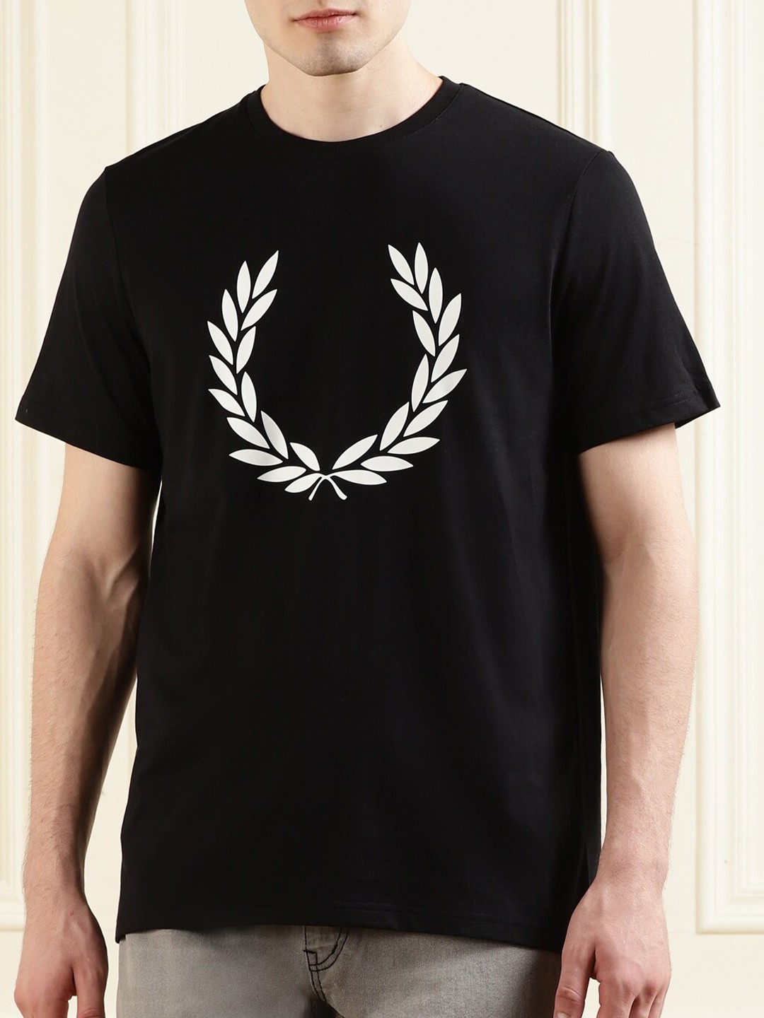 

Fred Perry Men Black Printed Pure Cotton T-shirt