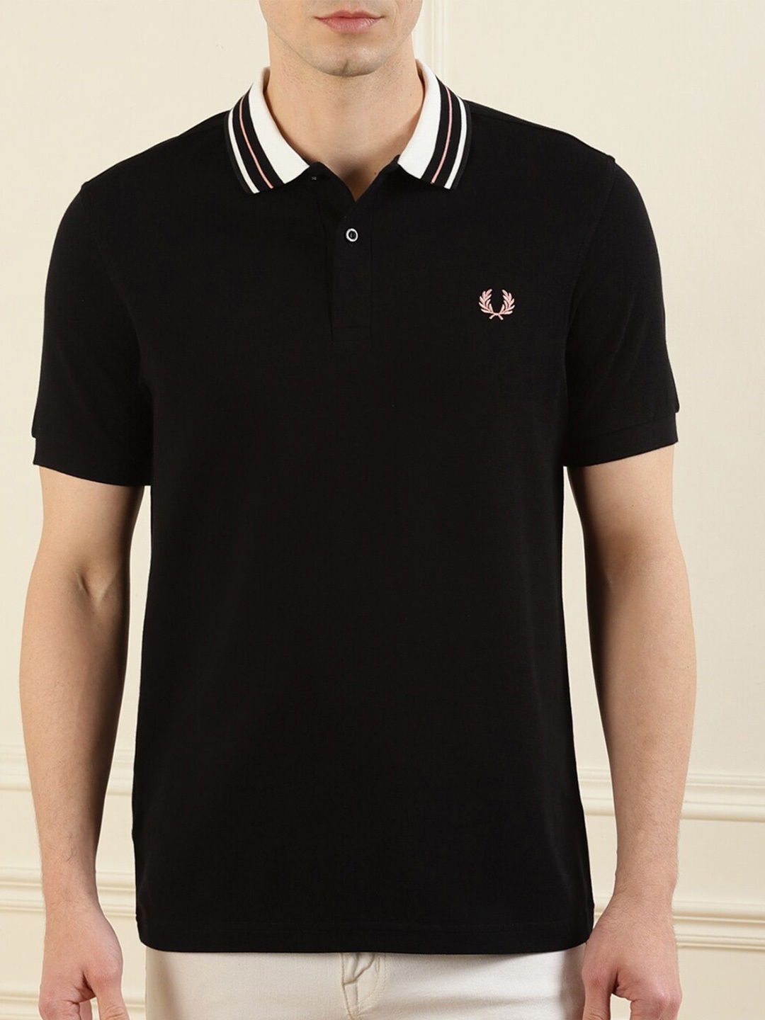 

Fred Perry Men Black Polo Collar Pure Cotton T-shirt