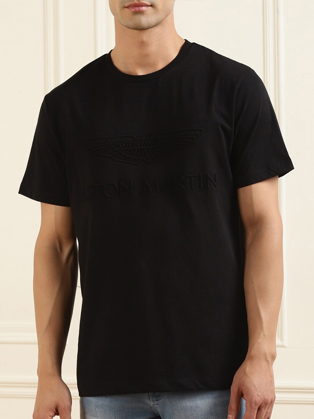 

HACKETT LONDON Men Black Pure Cotton T-shirt