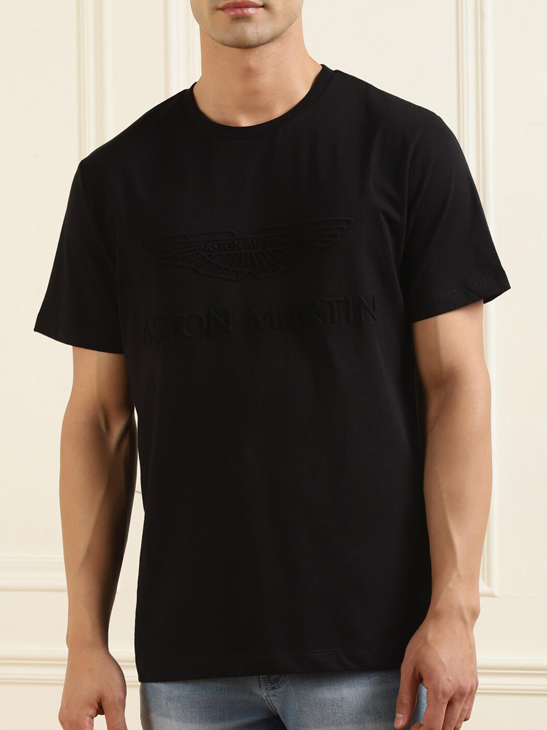 

HACKETT LONDON Men Black Pure Cotton T-shirt
