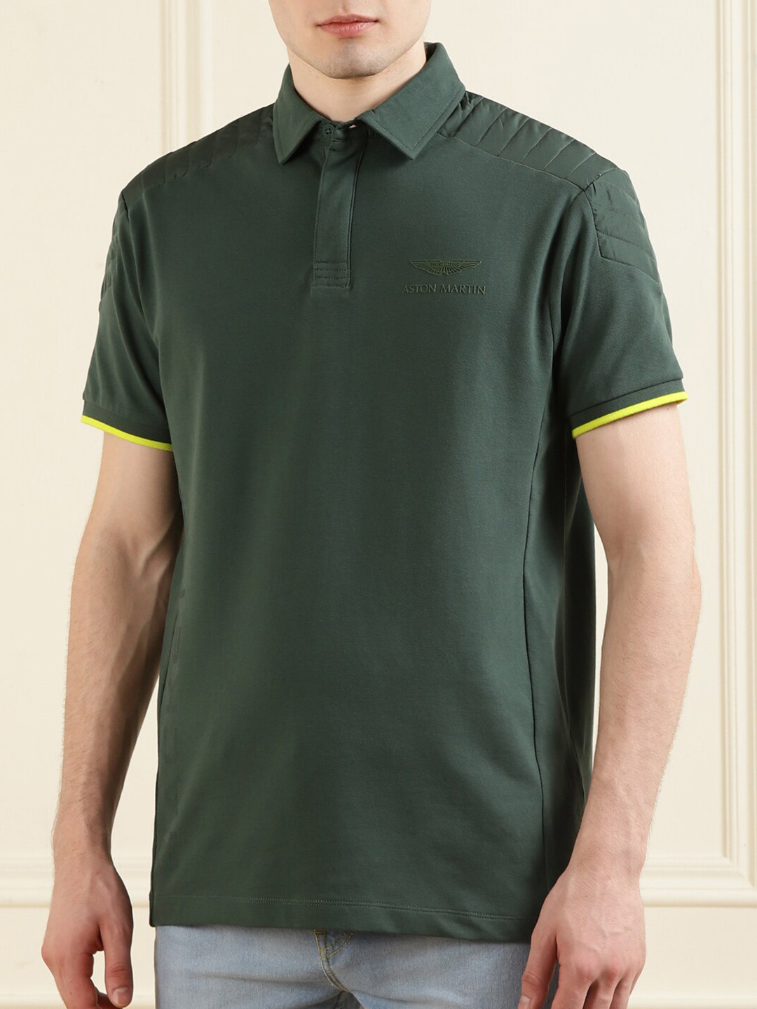 

HACKETT LONDON Men Green Polo Collar T-shirt